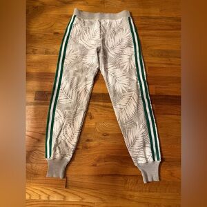 Current/Elliott Palm Print Joggers with Green Stripes